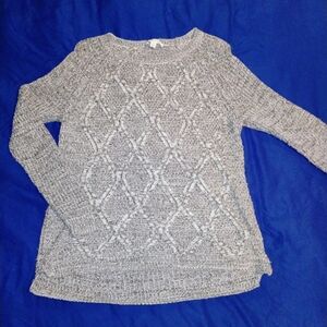 Studio Works Gray Crewneck Diamond-Pattern Sweater